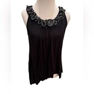 Dressbarn Women’s Black Tank Top Blouse W/Metal Zip Chain Decor Size Small Y2K